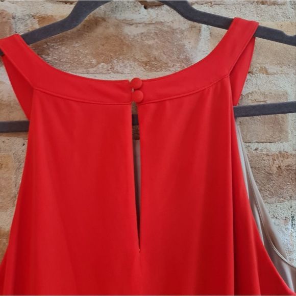 Vince Camuto Maxi Dress Orange & Beige Size 14 Elastic Waist Casual /Formal NWOT - Picture 10 of 17
